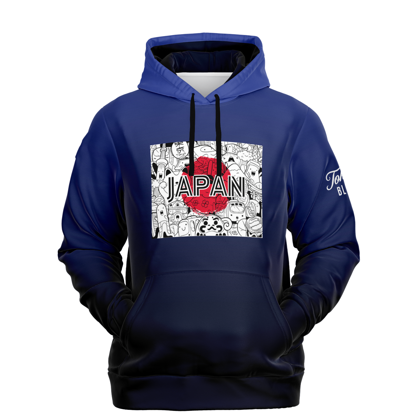 All Things Japan Graphic Print Hoodie - Navy + Black