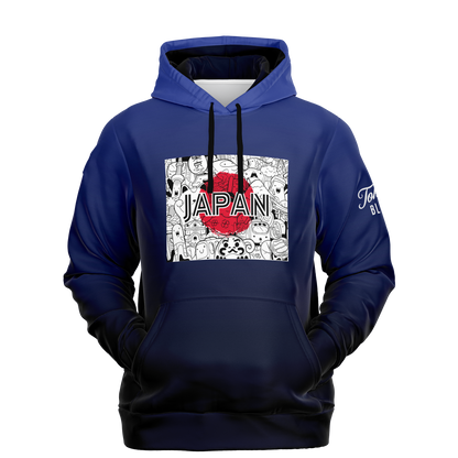 All Things Japan Graphic Print Hoodie - Navy + Black