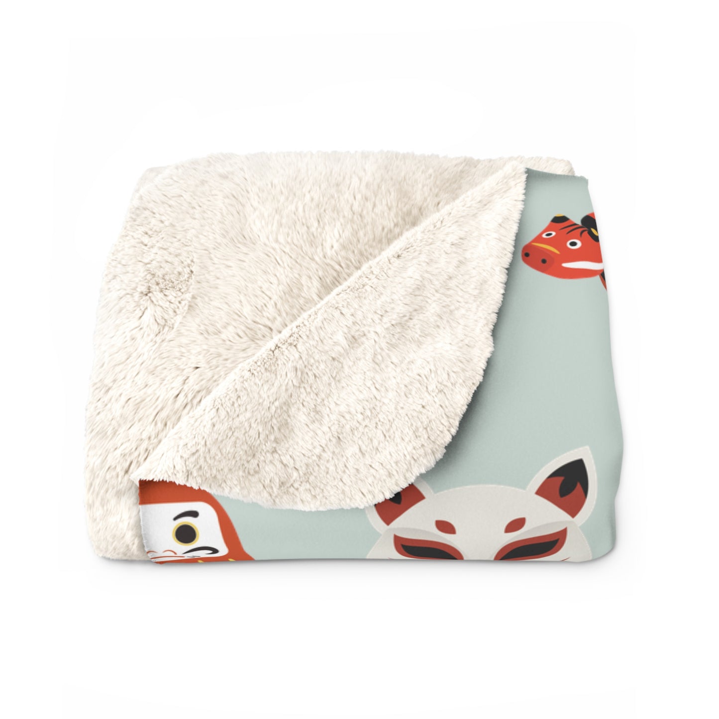 Japanese Trinkets Sherpa Fleece Blanket - Sage