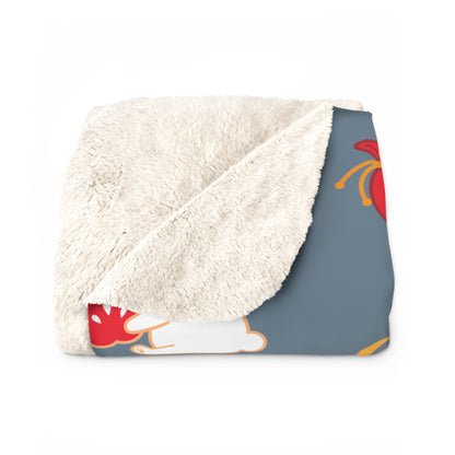 Year of the Rabbit Sherpa Fleece Blanket - Blue Prince