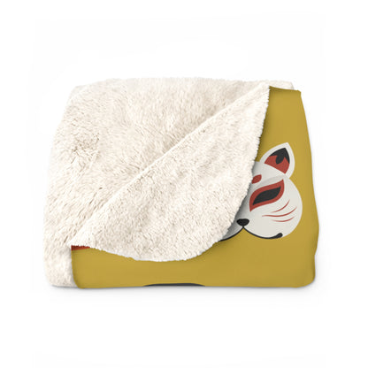 Japanese Trinkets Sherpa Fleece Blanket - Mustard