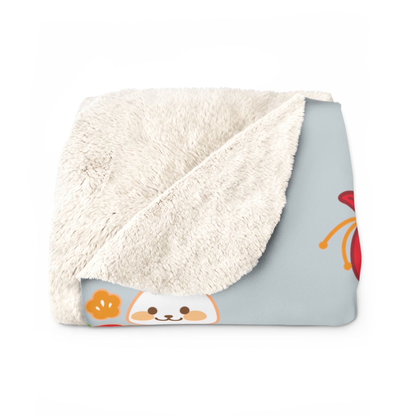 Year of the Rabbit Sherpa Fleece Blanket - Baby Blue