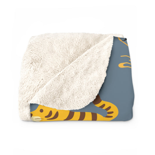 Year of the Tiger Sherpa Fleece Blanket - Blue Prince