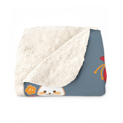 Year of the Rabbit Sherpa Fleece Blanket - Blue Prince