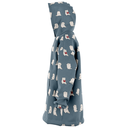 Fuwa Neko All Over Print Hooded Blanket - Blue Prince