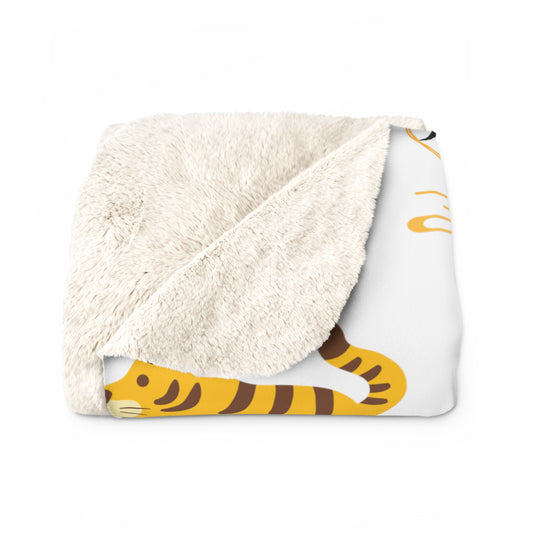 Year of the Tiger Sherpa Fleece Blanket - White