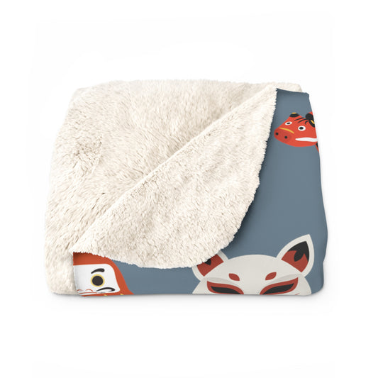 Japanese Trinkets Sherpa Fleece Blanket - Blue Prince