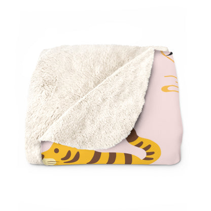 Year of the Tiger Sherpa Fleece Blanket - Baby Pink