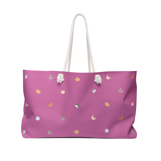 Tokyo Blanc Neko (Cat) Weekender Bag - Mulberry Pink