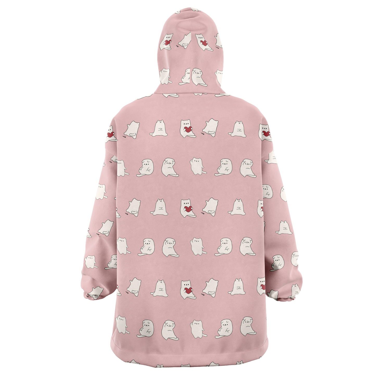 Fuwa Neko All Over Print Hooded Blanket - Ichigo Pink