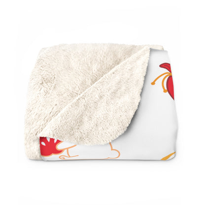 Year of the Rabbit Sherpa Fleece Blanket - White