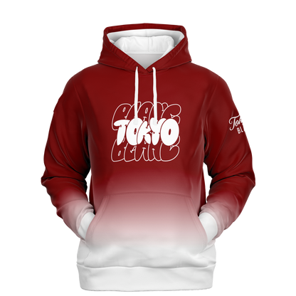 Tokyo Blanc Bubble Print Hoodie - White + Red