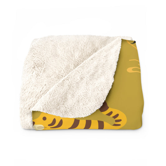 Year of the Tiger Sherpa Fleece Blanket - Mustard