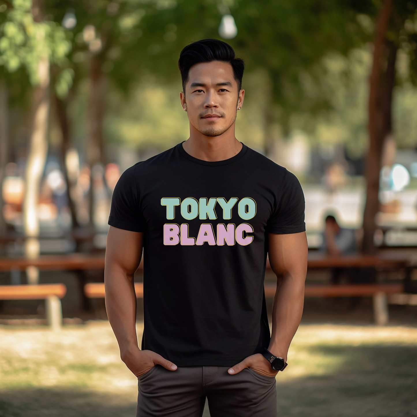 Tokyo Blanc Offset Shadow Print Tee