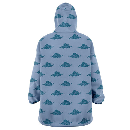 Swirl Clouds All Over Print Hooded Blanket - Blue